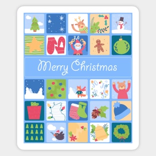 Santa Claus, Reindeer And Bear | Cute Christmas Patterns Sticker